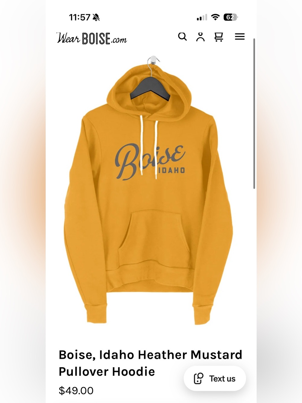 Bella Canvas Mustard 'Boise Idaho' Crewneck Sweatshirt
